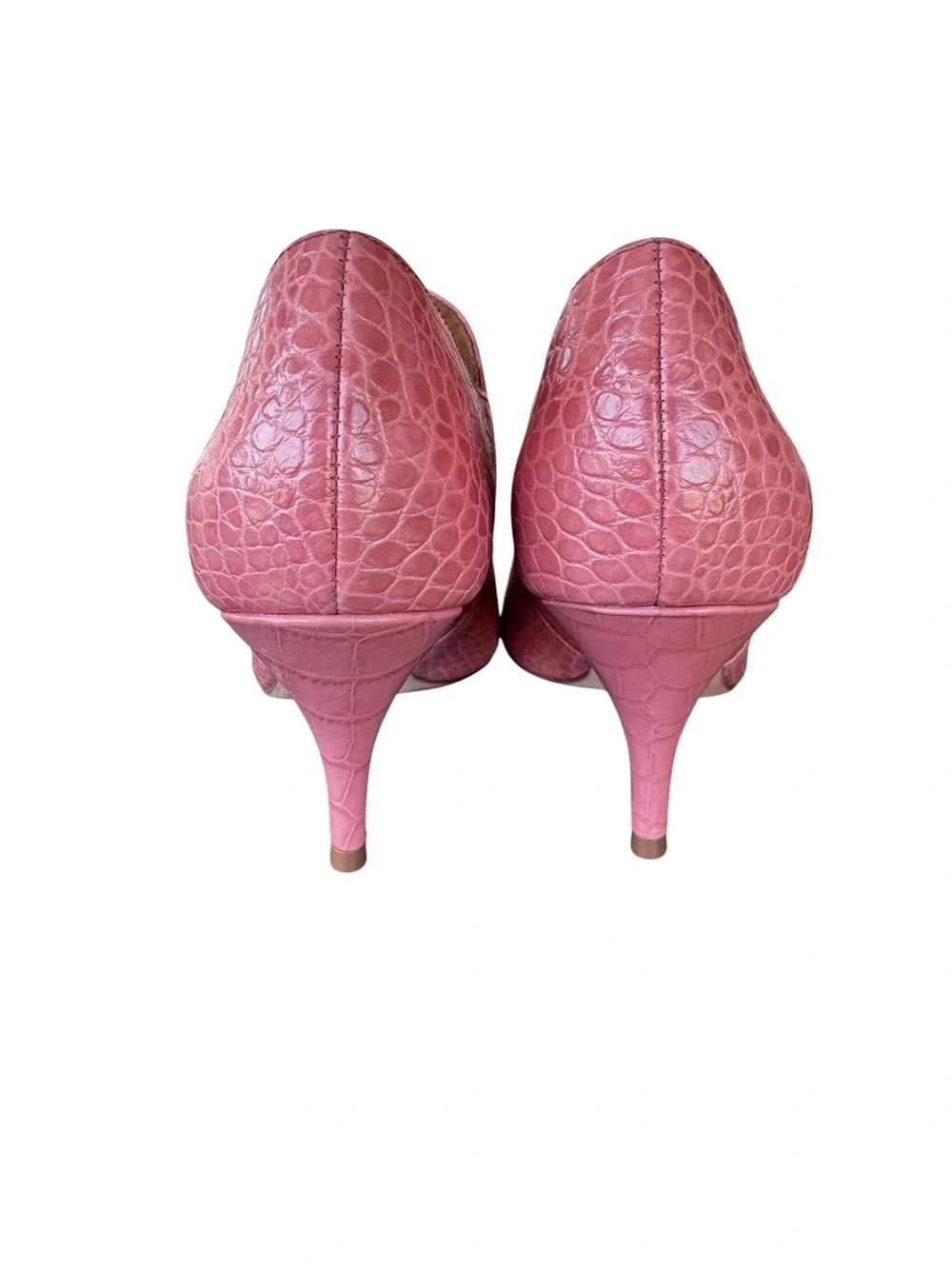 NWT Tory Burch Pink Croc Embossed Leather Pointed Toe Kitten Heel shooties 8.5